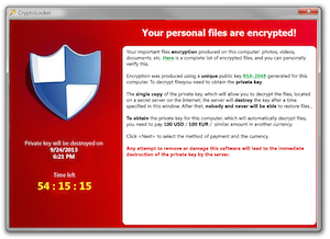 CryptoLocker ransom screen