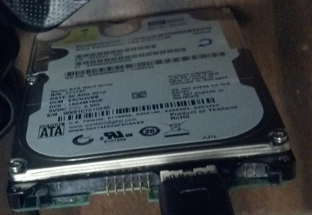 Western Digital hard drive with a USB connection on the motherboard